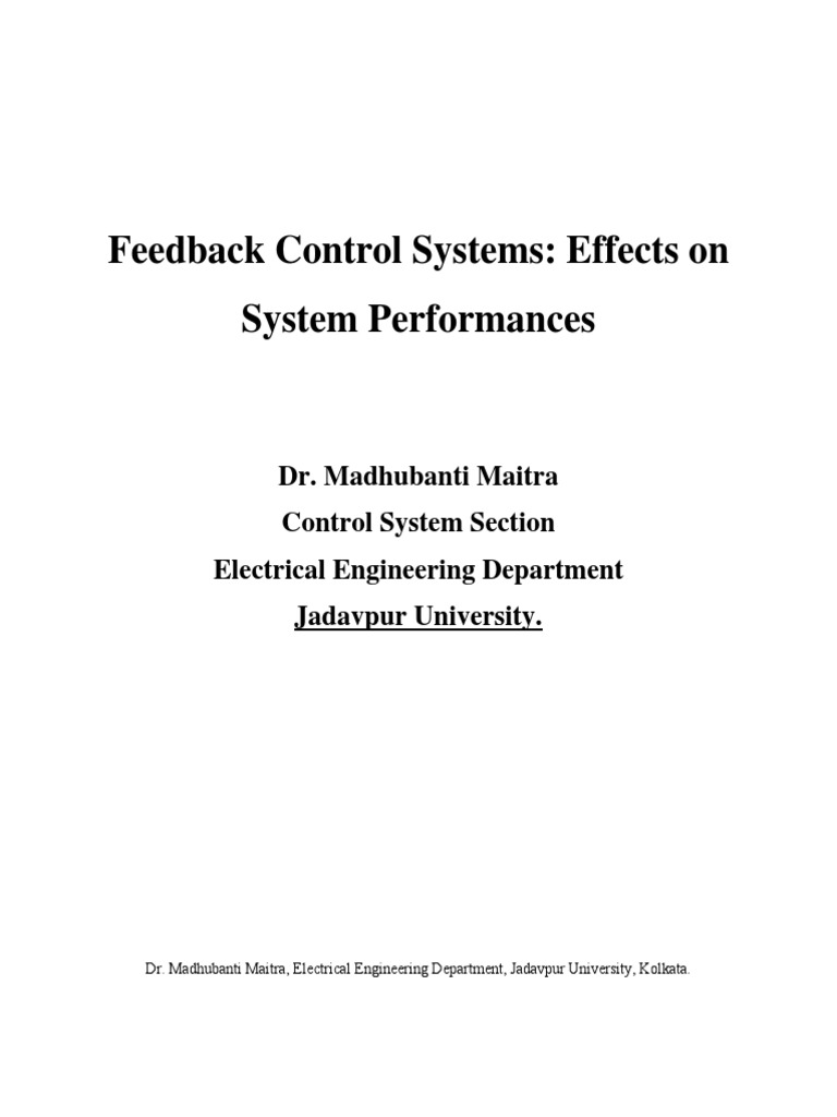 Feedback Control Systems Effects On System Performances PDF