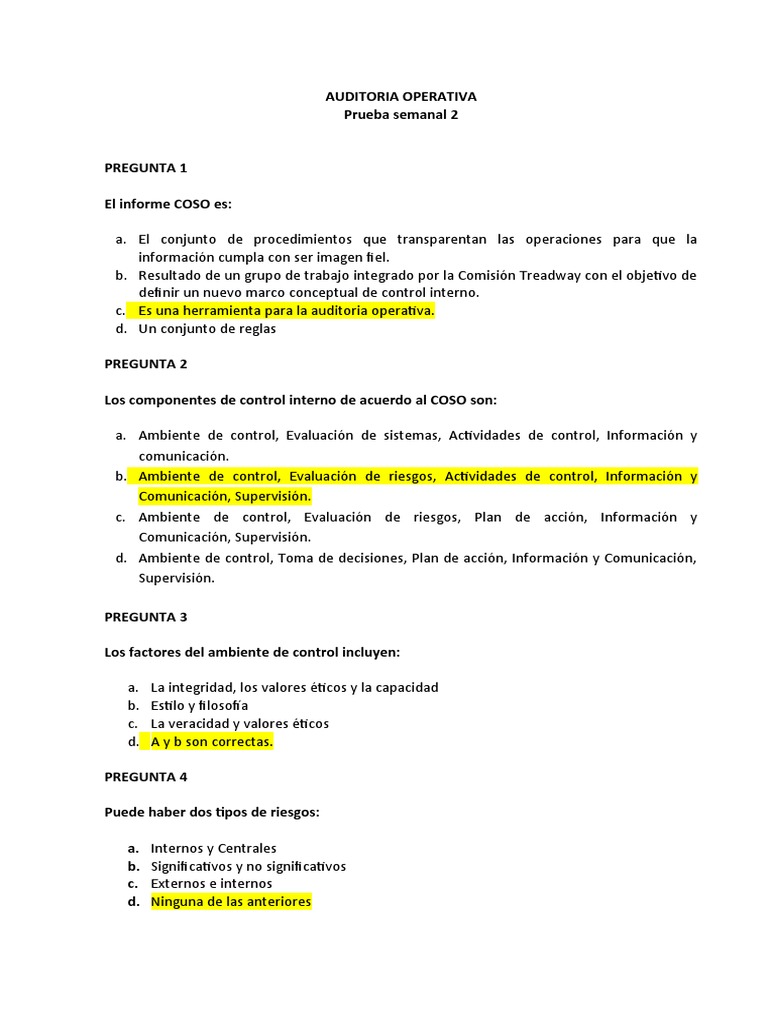 Auditoría Operativa y Control Interno COSO | PDF | Auditoría | Evaluación
