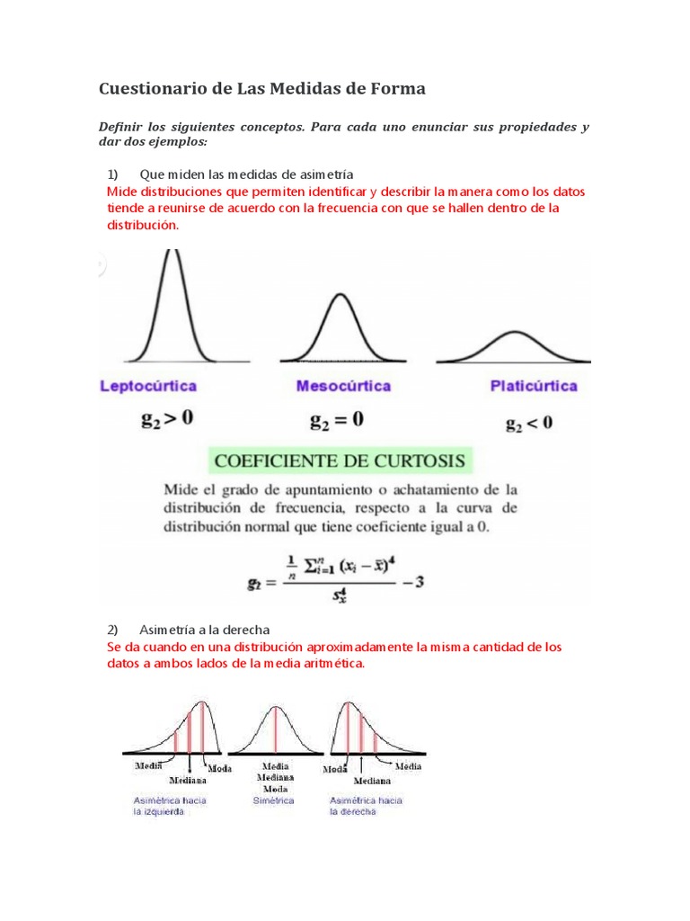 Cuestionario Medidas de Forma | PDF