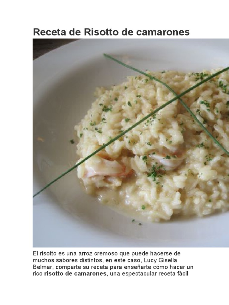 Receta de Risotto de Camarones | PDF | Ingredientes de comida | Cocinando