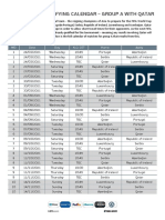 World Cup Qualifying Calendar - Group A With Qatar: MD Date Day K.O. Cet Home Away