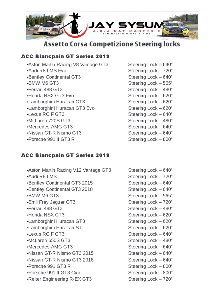 Assetto Corsa Competizione Steering Locks PDF