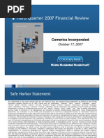 Third Quarter 2007 Financial Review: Comerica Incorporated