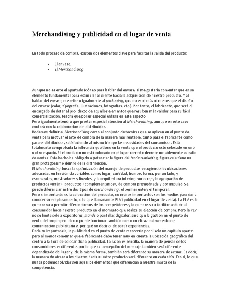 Merchandising y Publicidad en el Punto de Venta | PDF ...