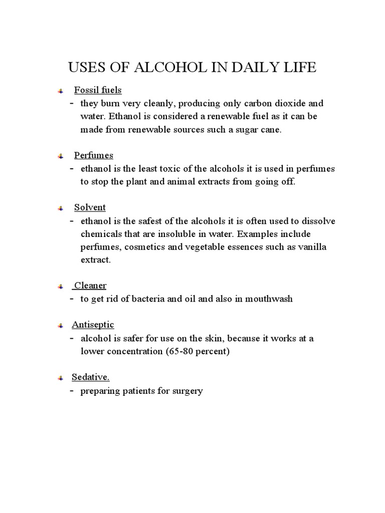 Uses of Alcohol in Daily Life PDF