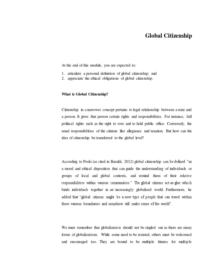 Understanding Global Citizenship Concepts | PDF | Globalization ...