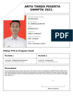 Kartu Tanda Peserta SNMPTN 2021: 4210222491 M. Adrian John NST 0034257672 Man 2 Langkat Kab. Langkat Prov. Sumatera Utara