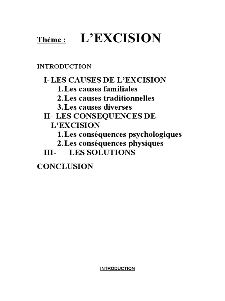 Excision : Causes et Conséquences | PDF | Mutilations génitales ...