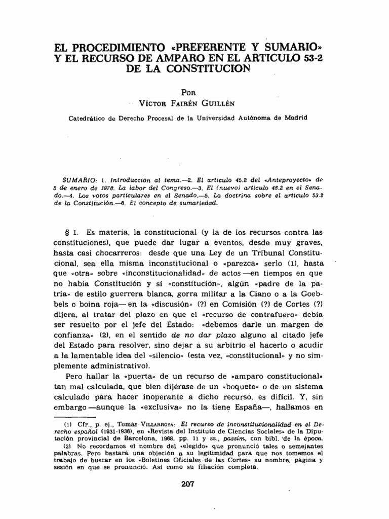 Recurso de Amparo Constitución Gobierno