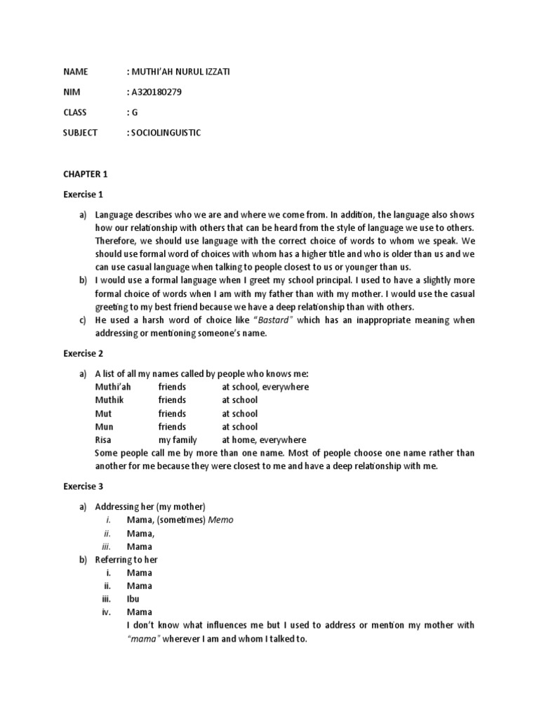 Exercise 1: I. Ii. III | PDF | English Language | Linguistic Typology
