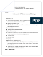 Bismillah Ir Rahman Ir Rahim: Defense Policy of Pakistan: Issues and Challenges