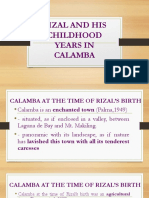 Rizal and His Childhood Years in Calamba