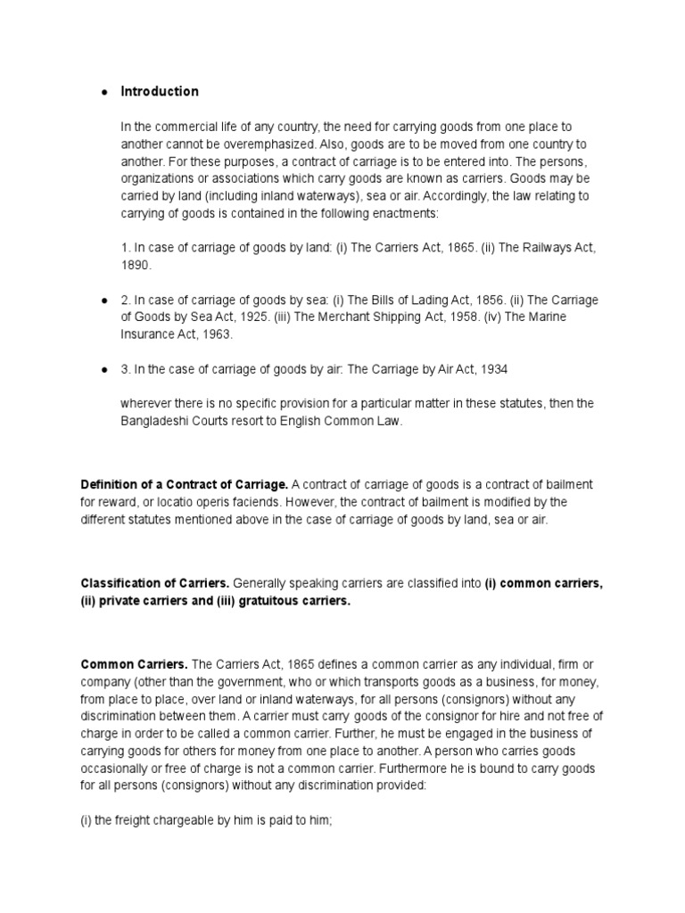 Common Carriers PDF Common Carrier Legal Concepts