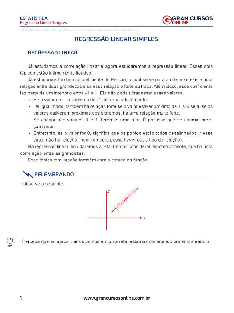 Regressão Linear Simples: Guia Completo | PDF | Regressão linear ...