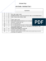 (Answer Key) Fourth Grade - Individual Test 1