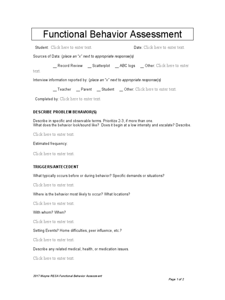 Functional Behavior Assessment: Describe Problem Behavior (S) | PDF ...