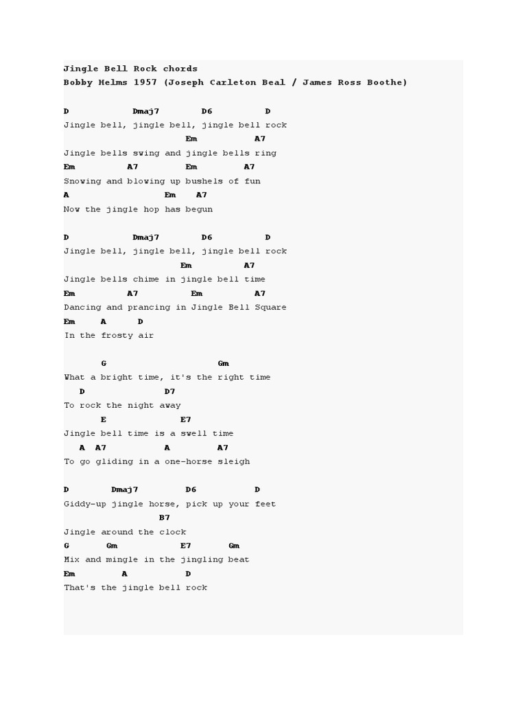 Jingle Bell Rock Chords PDF Musical Compositions Christian Music