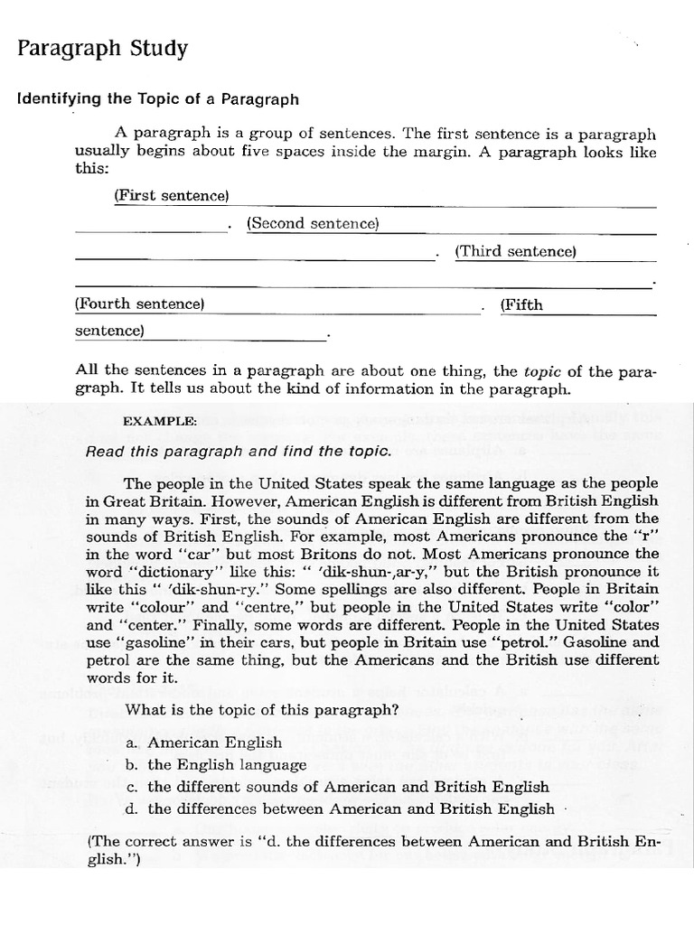 1 Identifying The Topic of A Paragraph | PDF
