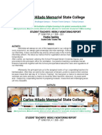 Carlos Hilado Memorial State College: Student Teacher'S Weekly Monitoring Report Practice Teaching