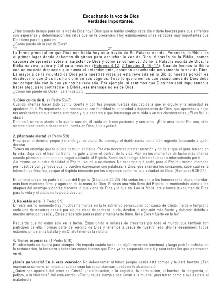 Escuchando la Voz de Dios: Verdades Clave | PDF | Cristo (título) | Amor
