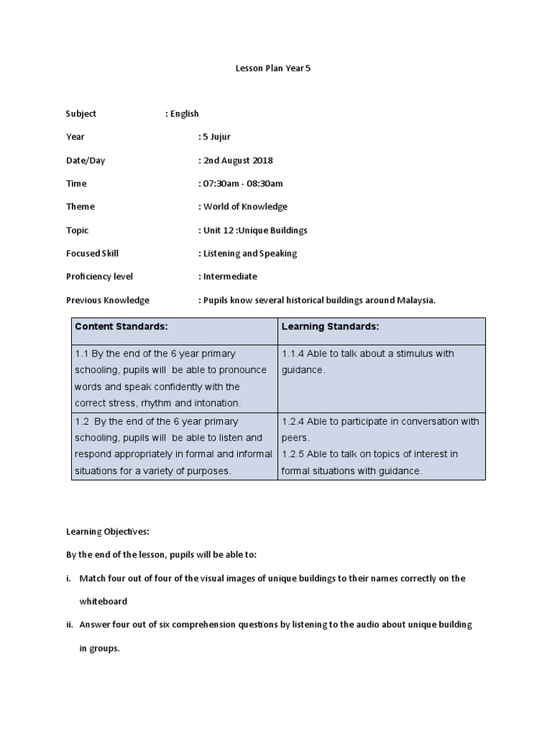 Unique Buildings Year 5 L S Word Pdf Reading Comprehension Teachers