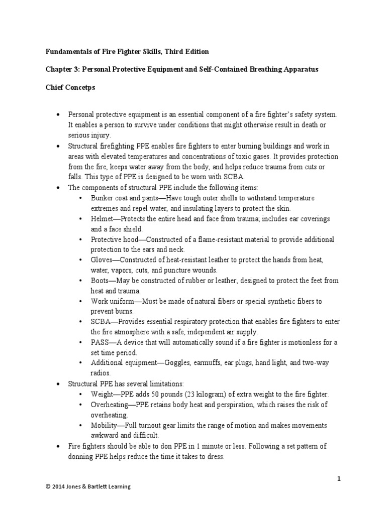Chapter 3 Personal Protective Equipment and SelfContained Breathing