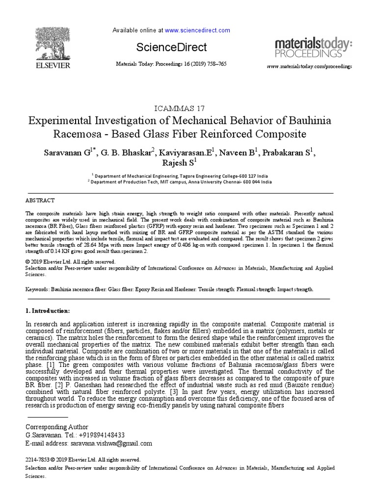 Experimental Investigation of Mechanical Behavior of Bau - 2019 ...
