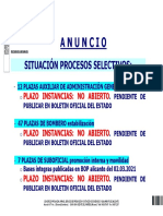 Publicación - ANUNCIO SITUACION PROCESOS SELECTIVOS