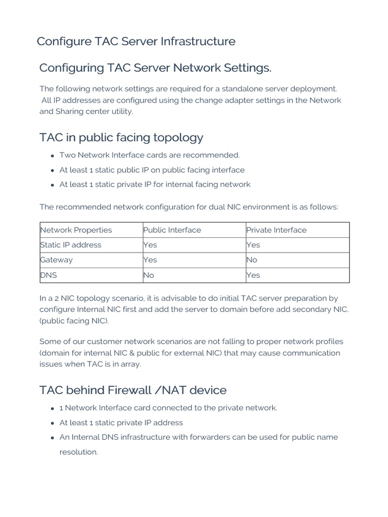 TAC Server Configuration Guide | PDF | Internet Protocol Suite ...