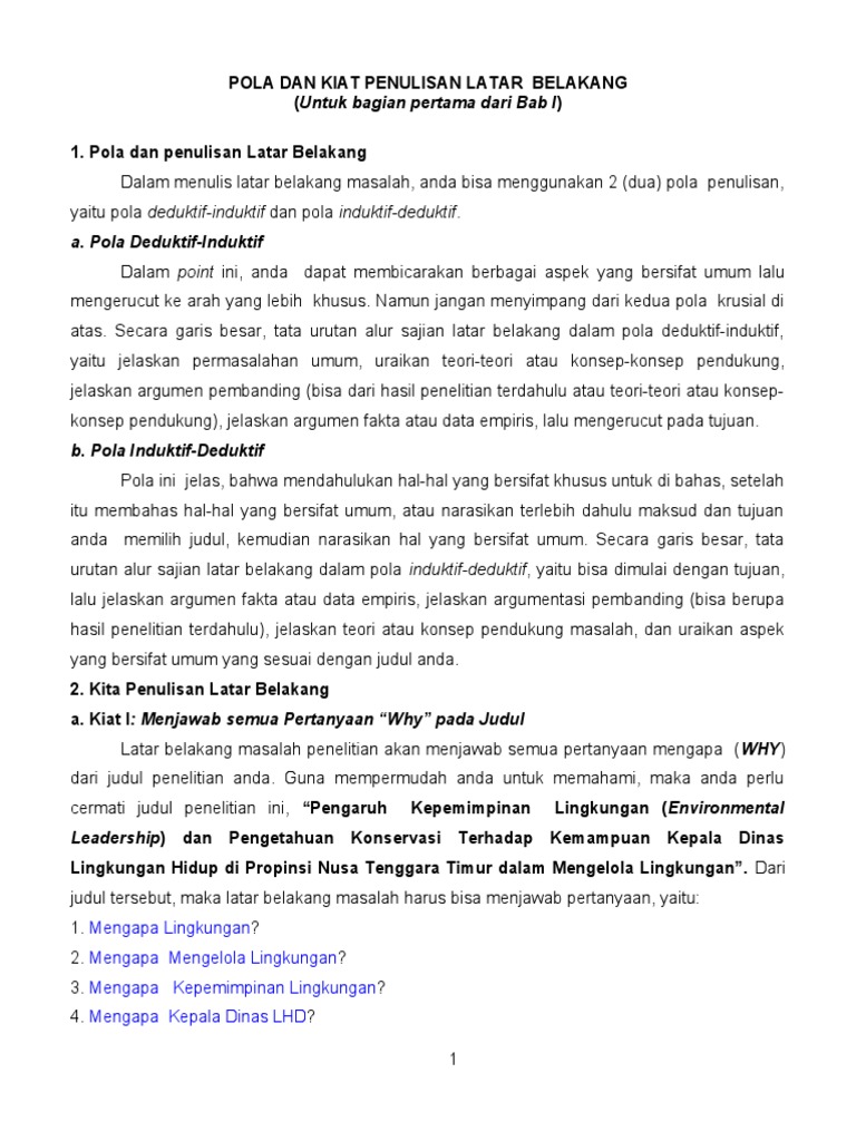 Pola Dan Kiat Penulisan Latar Belakang Latar B PDF