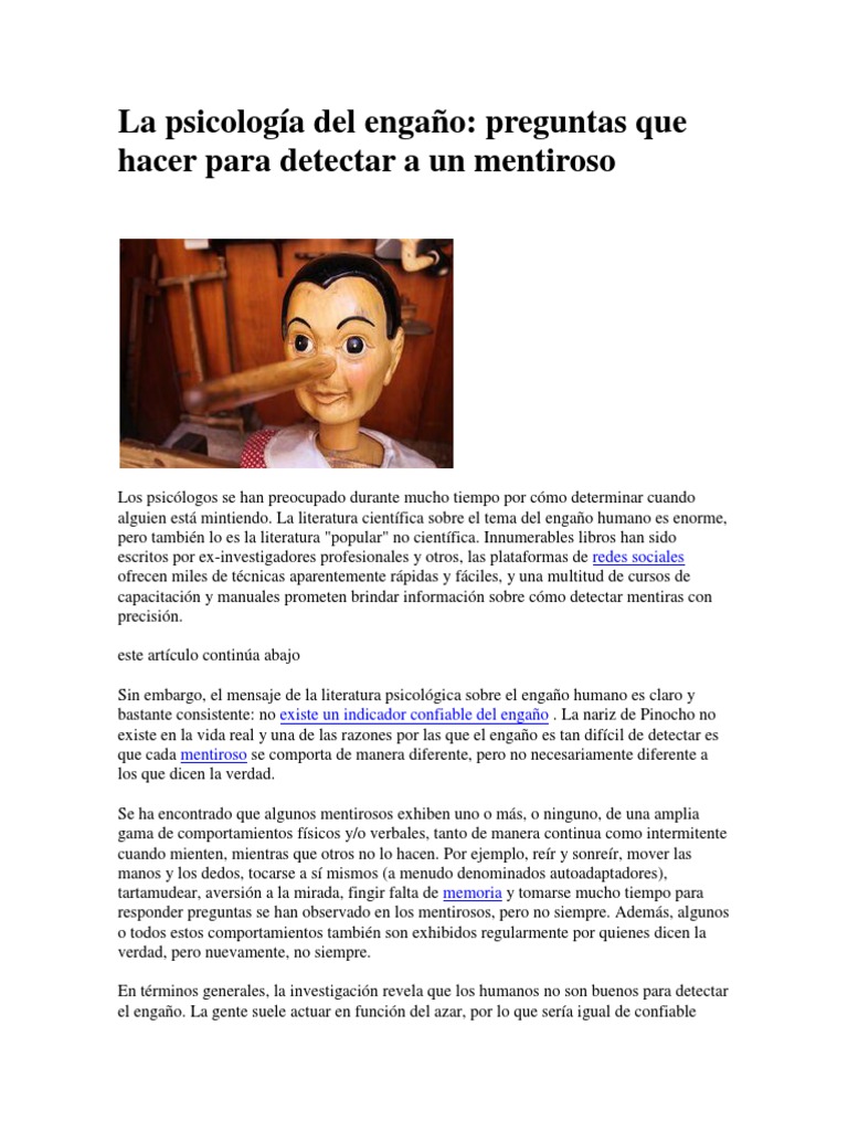 Psicología del engaño y detección de mentiras | PDF | Parcialidad ...