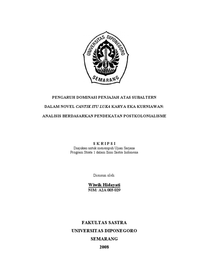 Contoh Skripsi Menganalisis Novel
