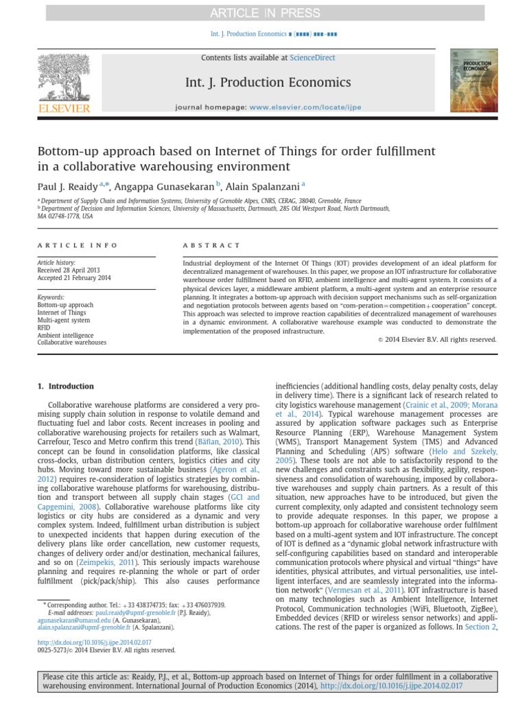 IoT for Collaborative Warehousing | PDF | Internet Of Things | Logistics