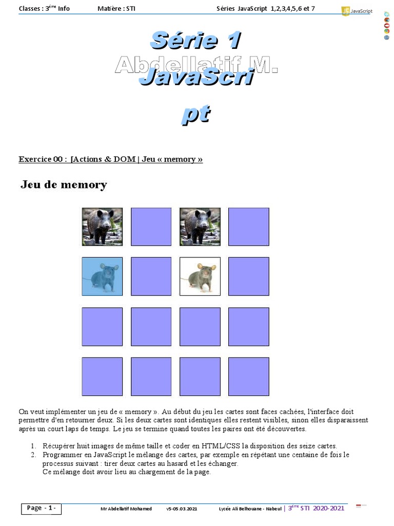 Exercice JavaScript pour 3ème STI | PDF | JavaScript | Html