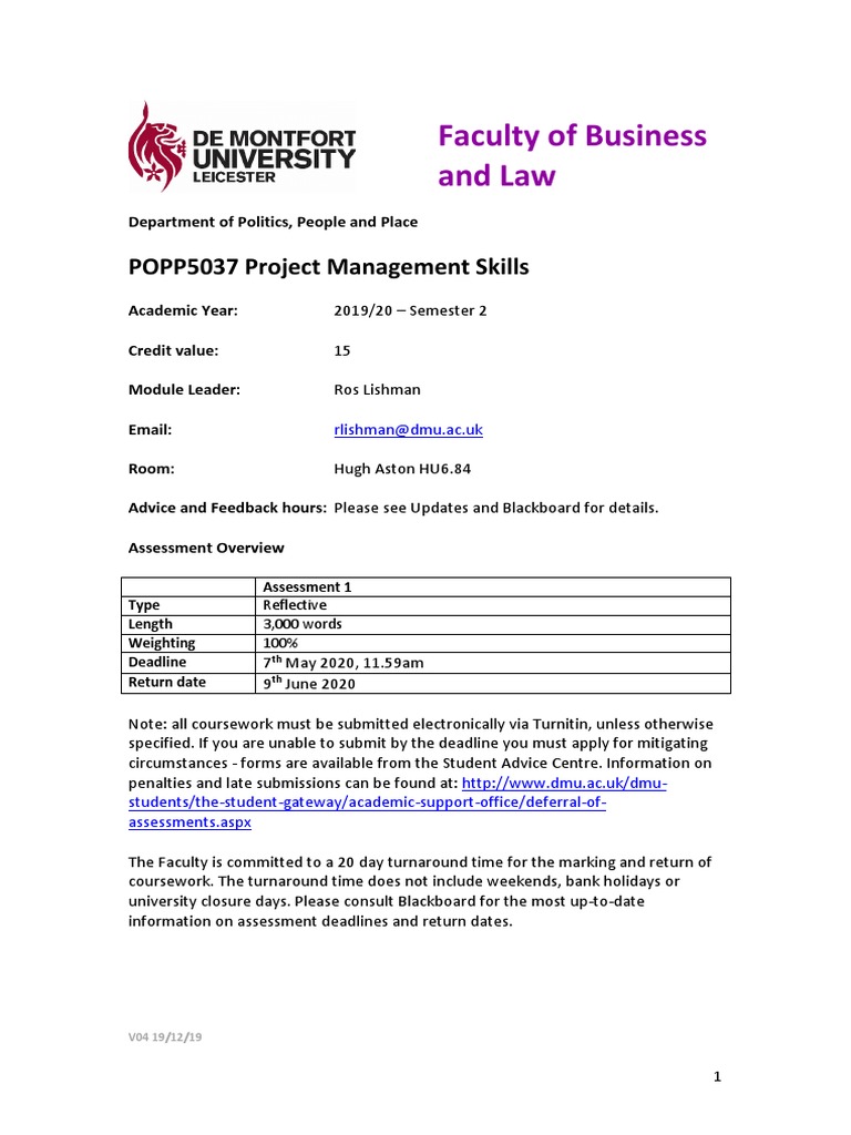 Project Management Skills Module Guide | PDF | Project Management | Lecture