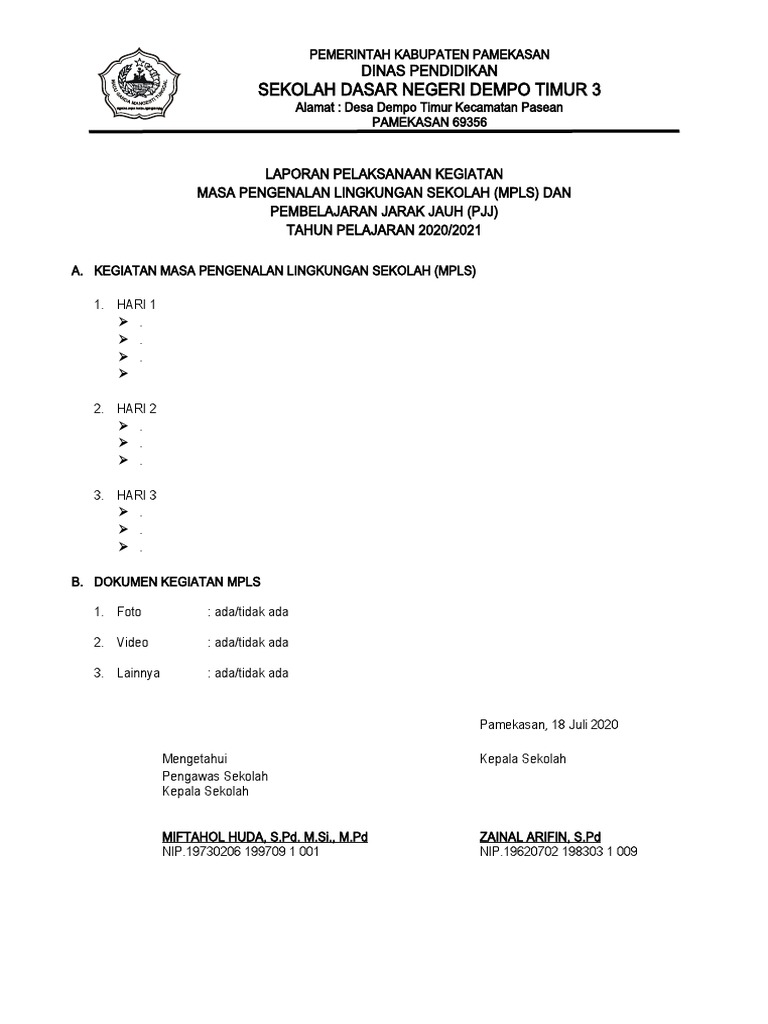 Format Laporan MPLS | PDF