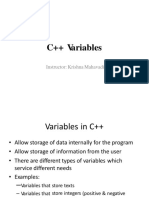 C++ Variables: Instructor: Krishna Mahavadi