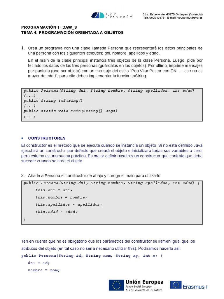 Programación Orientada a Objetos en Java | PDF | Objeto (informática ...
