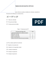 Determinación de equipos críticos mediante análisis FMECA