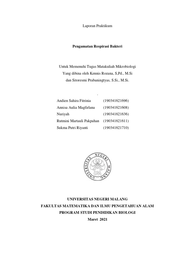 Laporan Praktikum Kelompok 3 Respirasi Bakteri | PDF