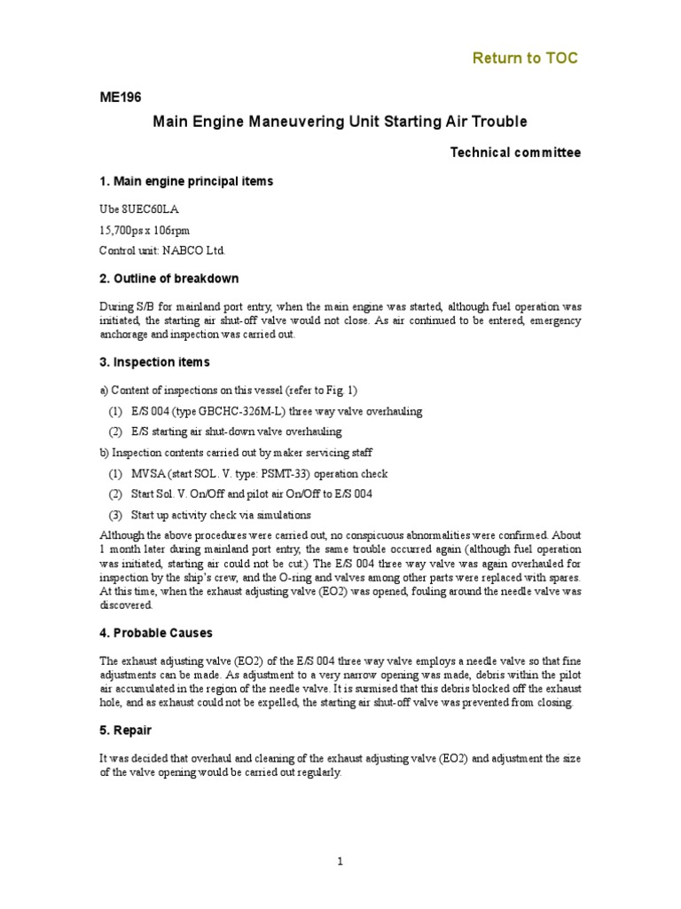 Main Engine Air Trouble Diagnosis | PDF