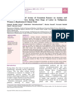 Effect of Inhalation of Aroma of Geranium Essence On Anxiety and Physiological Parameters During First Stage of Labor