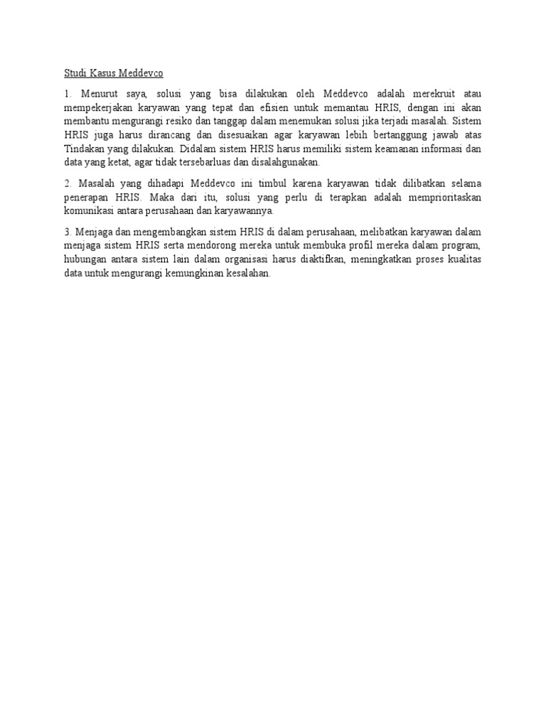 Studi Kasus Meddevco (SISDM) PDF