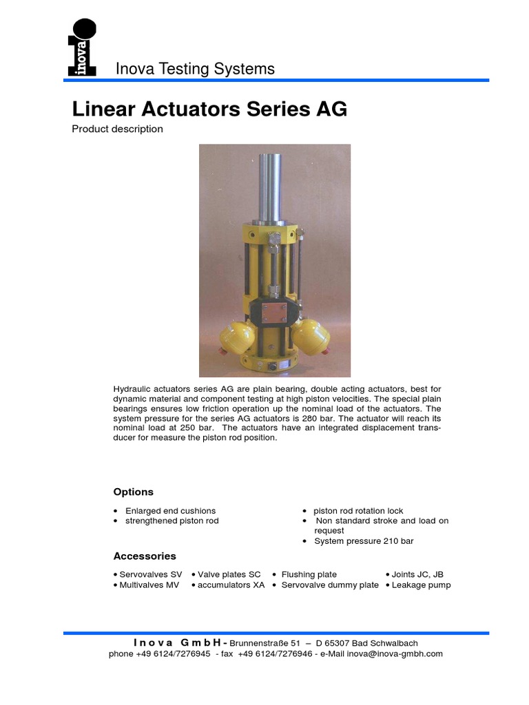 Inova Linear Actuators Series AG | PDF | Actuator | Machines