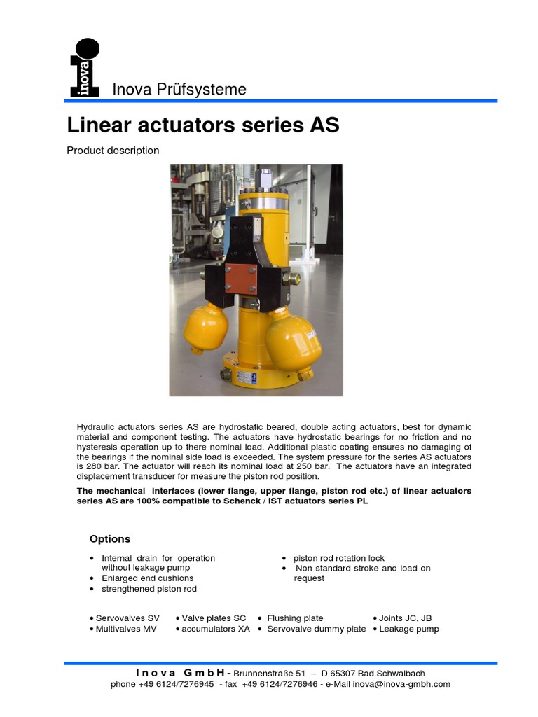 Inova Linear Actuators Series AS | PDF | Actuator | Pump