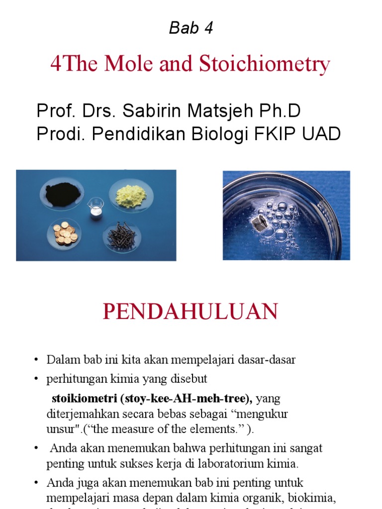 Konsep Mol dan Stoikiometri Kimia | PDF | Sains & Matematika