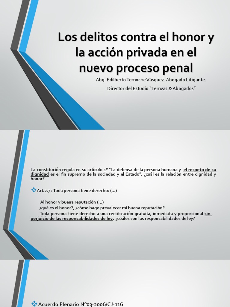 Los Delitos Contra El Honor - EXTRA | PDF | Queja | Ley Pública