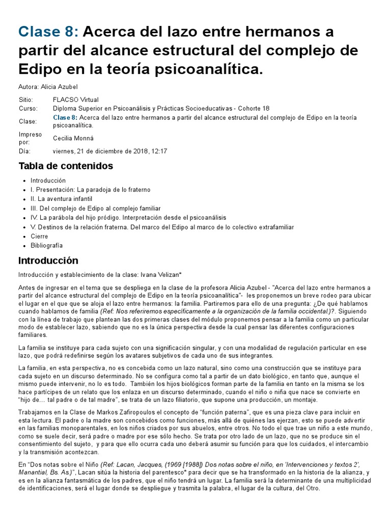 Lazo Fraterno y Complejo de Edipo | PDF | Jacques Lacan | Complejo de Edipo