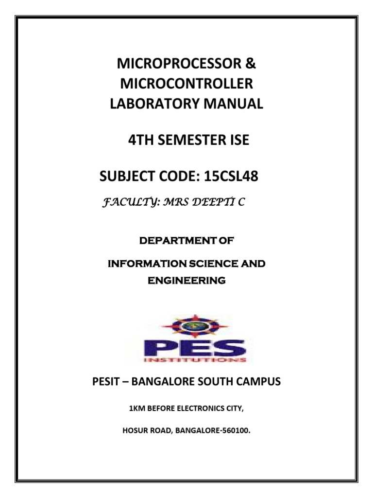 Microprocessor & Microcontroller Laboratory Manual 4Th Semester Ise ...