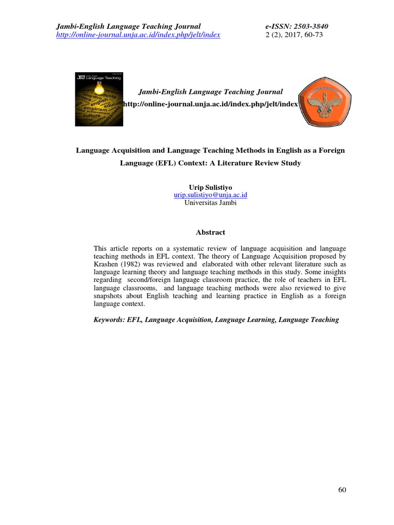 EFL Language Acquisition Methods Review | PDF | Second Language ...